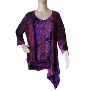 Velvety paneled top with trailing side hem 2X